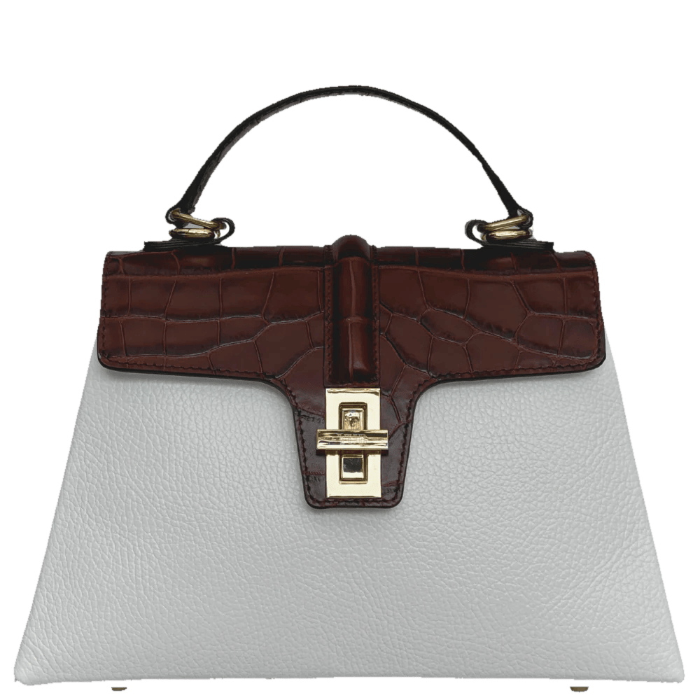 The Monaco, Monaco edition, in white leather with a dark brown crocodile embossed flap
